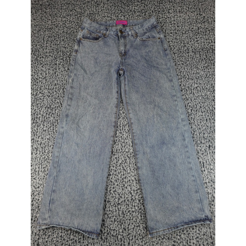 Telepatia Wide Leg‎ Jeans Womens 5/27 Light Blue Acid Wash High Rise